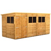 Power 14x6 Pent Garden Shed Overlap - Double Door